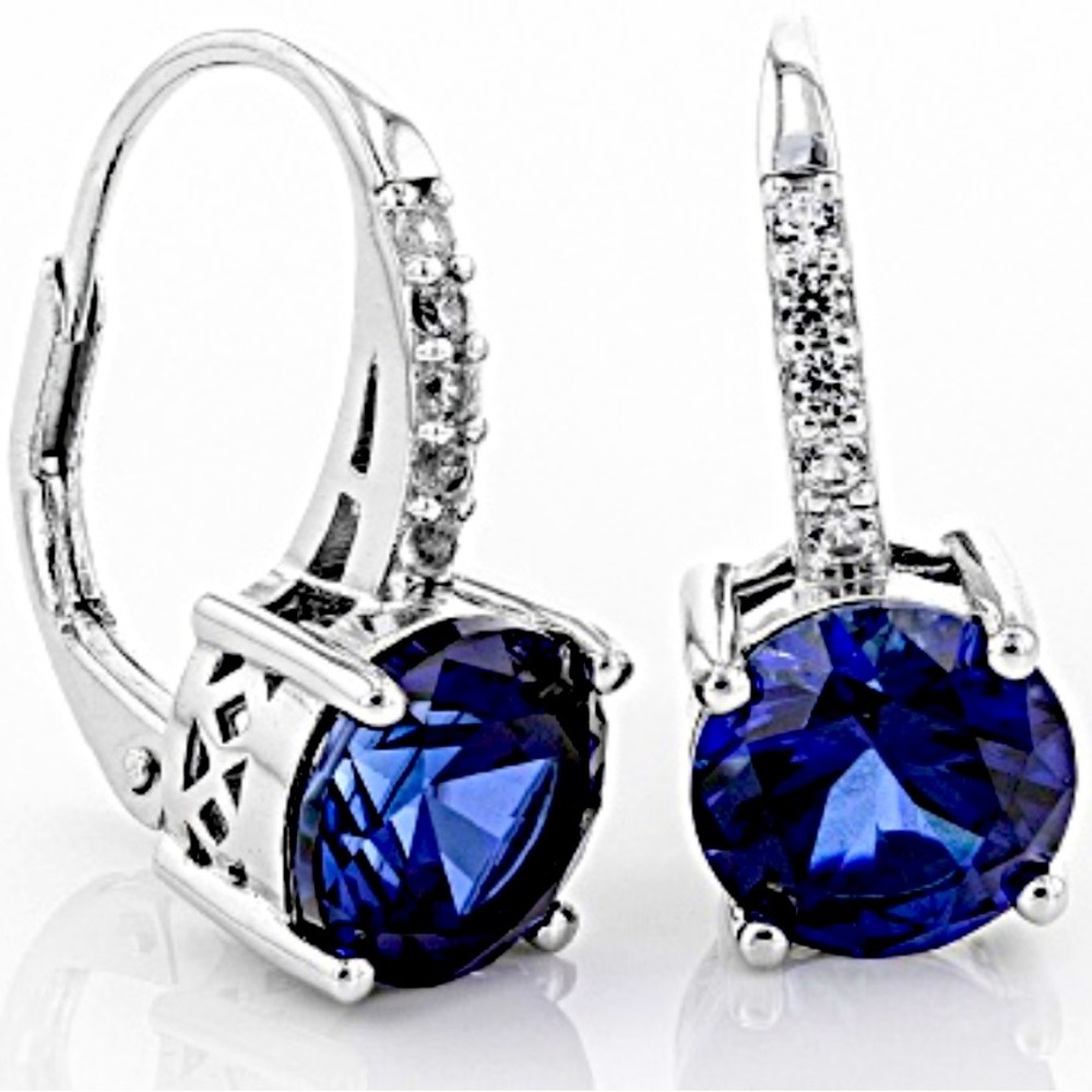 Nwt JTV sapphire and sterling silver large dangle earrings